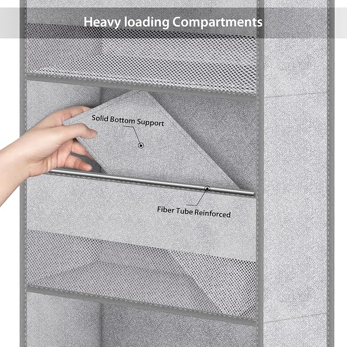 Univivi Over Door Hanging Organizer for Baby Nursery, Grey Pattern, 5-Shelf