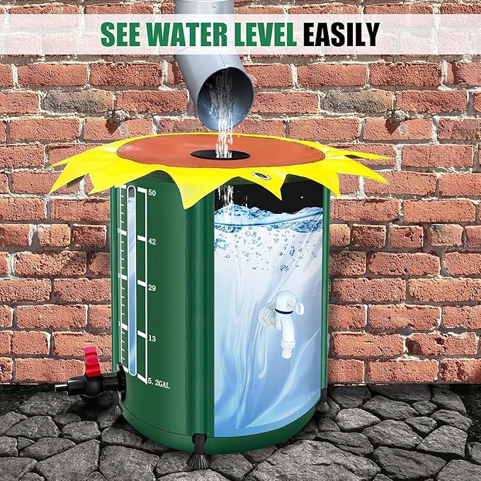100 Gallon Collapsible Rain Barrel, Rain Water Collection Barrel with 1000D Oxford Cloth, Portable Rainwater Collection System with Spigot and Overflow Kit