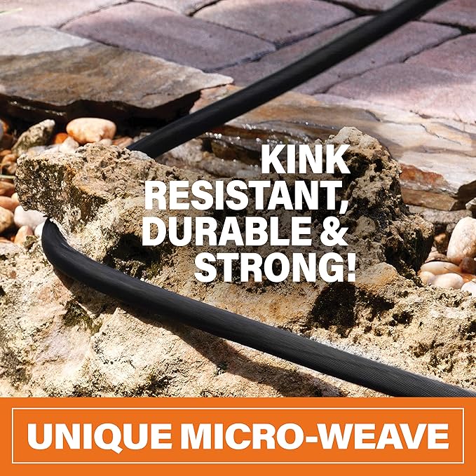 Bionic Flex PRO 25’ Garden Hose, Heavy Duty & Lightweight Weatherproof Garden Water Hose with Brass Fittings & Adjustable Brass Spraying & Shooting Nozzle, 500 PSI Tear Resistant, Kink Free Hose