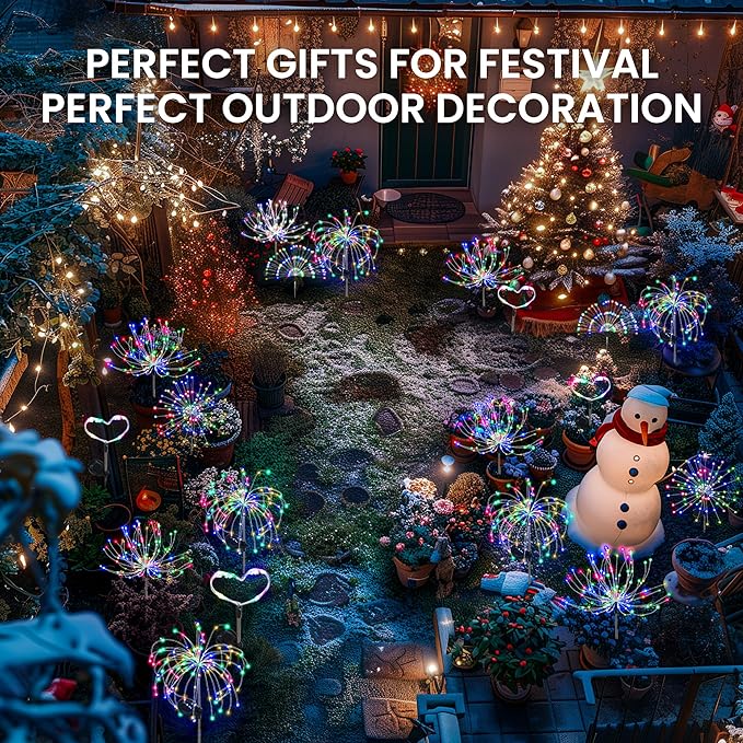 PEVOROS Garden Decor Solar Lights Outdoor,120LED Waterproof Colorful Solar Fairy Garden Lights for Outdoor Decoration,Yard, Patio, Porch,Flower Pot,Pathway,Christmas (8Pack)