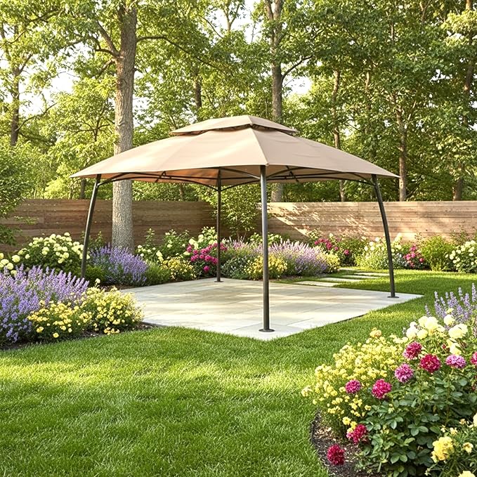 Garden Winds Reinforced Replacement Canopy Top Cover Compatible with The 96139H Barton 10' x 13' Gazebo - Classic Sand, Riplock 350