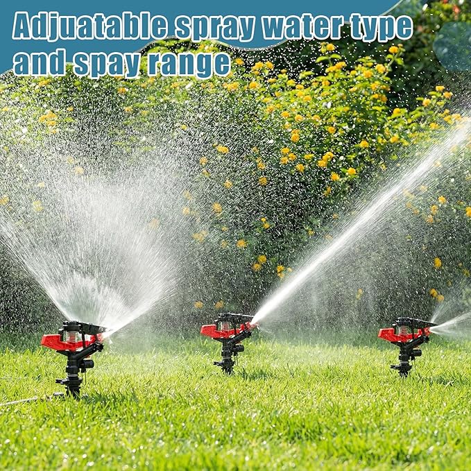 Honoson 1/2 Inch Plastic Impact Sprinklers Heads Adjustable 0-360 Degree Pulsating Oscillating Watering Sprinkler Head for Garden Law Grass Yard Irrigation Supplies(4 Pcs,Red)