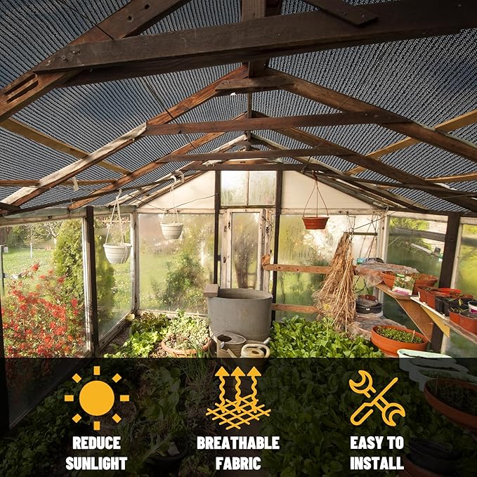 Amgo 50% Black Shade Cloth, 8FT x 16FT Mesh Tarp, Black Sun Shade Netting with HDPE Material and Heavy Duty Grommets Shade for Greenhouse, Garden, Patio Plants, Pergola (We Make Custom Size)
