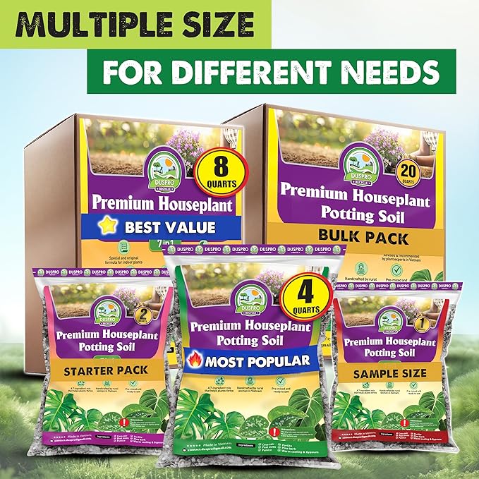 DUSPRO Recycle 20QRT Pre-Mixed House Plant Potting Mix 7in1 with Potting Soil Indoor Plants, Tropical Indoor Potting Soil with Pine Bark, Pumice, Coco Coir, Perlite, Worm Castings, Gypsum, Peat Moss