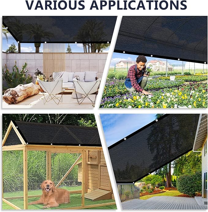 VICLLAX 50% Shade Cloth, 3x11FT Durable Black Mesh Trap with Every 3 FT Grommet, Sun Shade Fabric Netting for for Plants Cover, Greenhouse, Chicken Coop, Barn Kennel, Garden Patio
