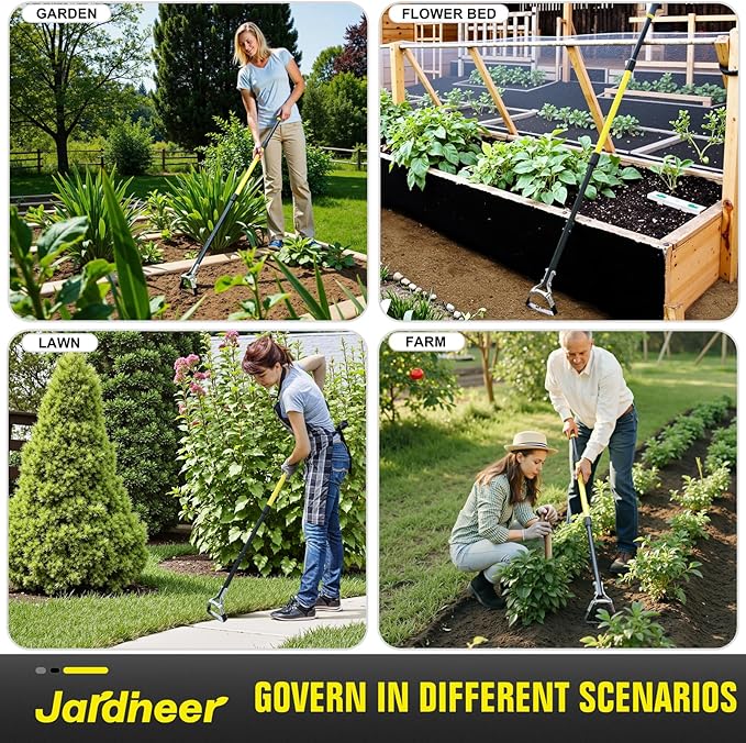 Jardineer Garden Hoe with Long Handle, Scuffle Hoe for Weeding, Stirrup Hoes for Flower Beds,Yards(64 inches)
