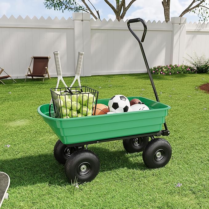 Garden Dump Cart - 1200lb 6 Cu.Ft. Heavy Duty All Terrain Wheel Barrow, 180° Pivoting Handle for Easy Control,for Yard Work,Courtyards, Farm and Gardening