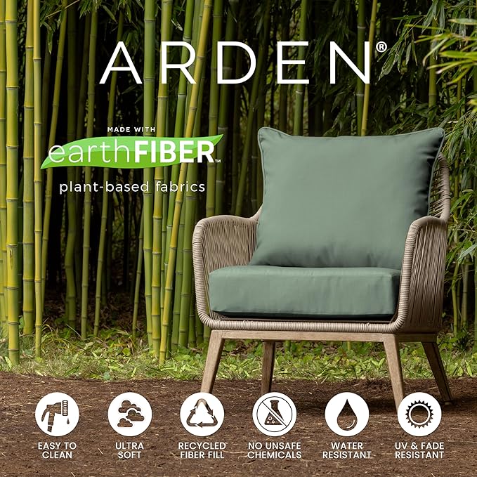 Arden 4-Pack earthFIBER Outdoor Patio Dining Chair Cushion, 20x44, Rain-Proof Seat Pad, Fade-Resistant Outdoor Cushion Sapphire Blue Garden Trellis