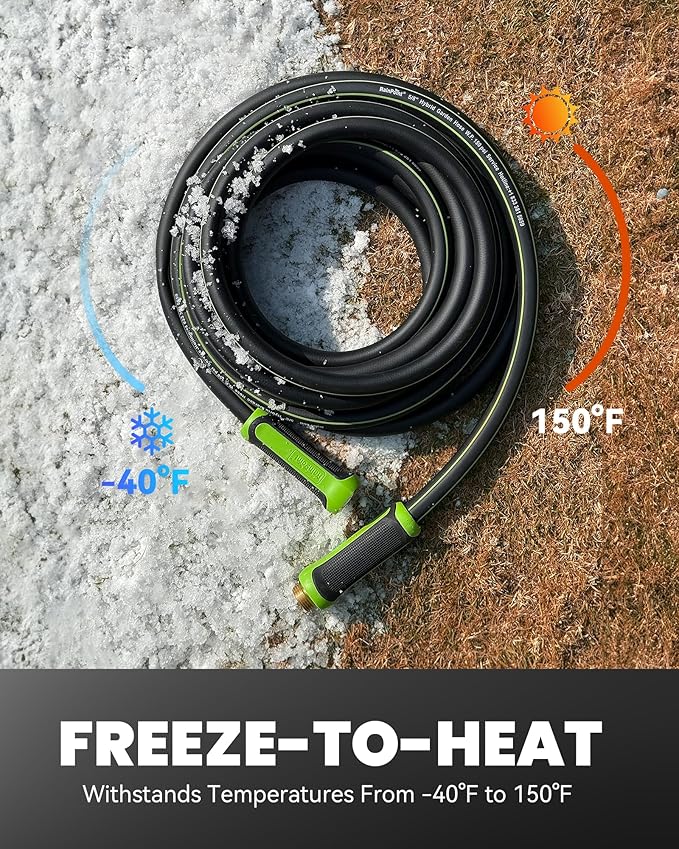 RAINPOINT Garden Hose 75ft x 5/8", Water Hose Heavy Duty, Flexible, Lightweight Durable Hybrid Hose with Swivel Handle for Yard, Car Wash, Pets, No Kink, Male to Female Fittings