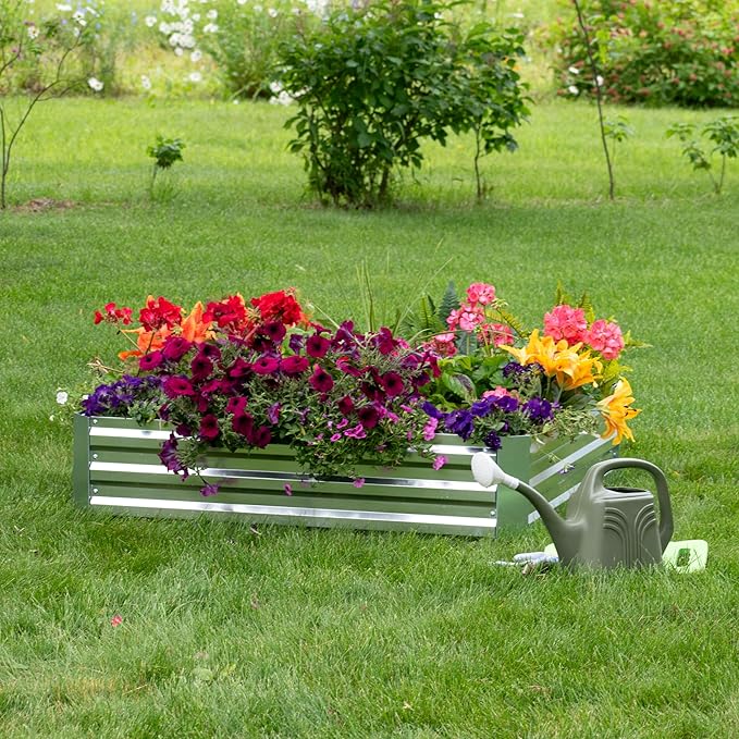 Sunnydaze Galvanized Raised Garden Bed - Metal Raised Bed for Gardening - Outdoor Planter Box for Flowers, Plants, and Vegetables - Silver - 12” H Square