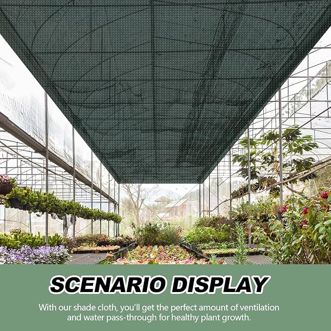 6 x 300 ft Green Shade Cloth Roll for Covering Garden 90% Mesh UV Resistant Net with Ties for Patio Outdoor Greenhouse Fence Flower Plant Cover Canopy