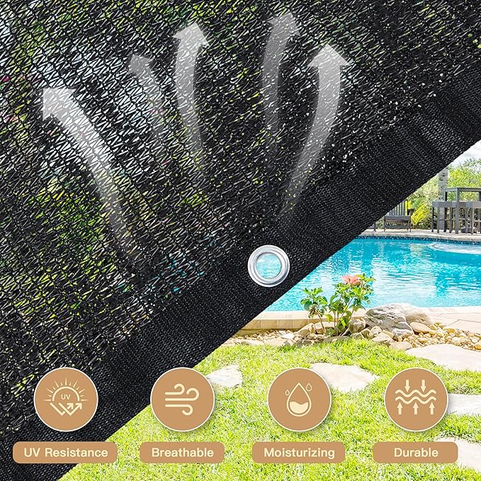VICLLAX 70% Customized Black Garden Shade Cloth Sun Shade Fabric – UV Resistant Durable Sunblock Netting for Plants, Outdoor Patio, and Greenhouse Coverage, 18x20 FT