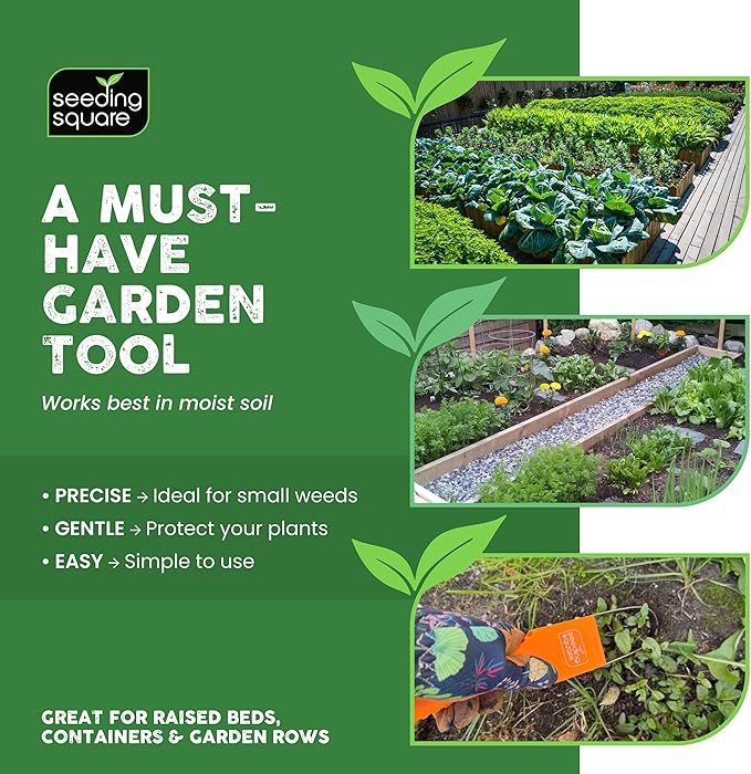 Seeding Square Sneaky Weeder Handheld Gardening Tool for Precise Weeding | Ergonomic, Lightweight, and Durable Manual Weeder for Vegetable Gardens and Flower Beds
