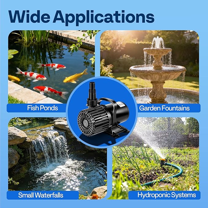 VIVOHOME Electric 175W 3000GPH Submersible Water Pump for Koi Pond Pool Waterfall Fountains Fish Tank and Aquarium