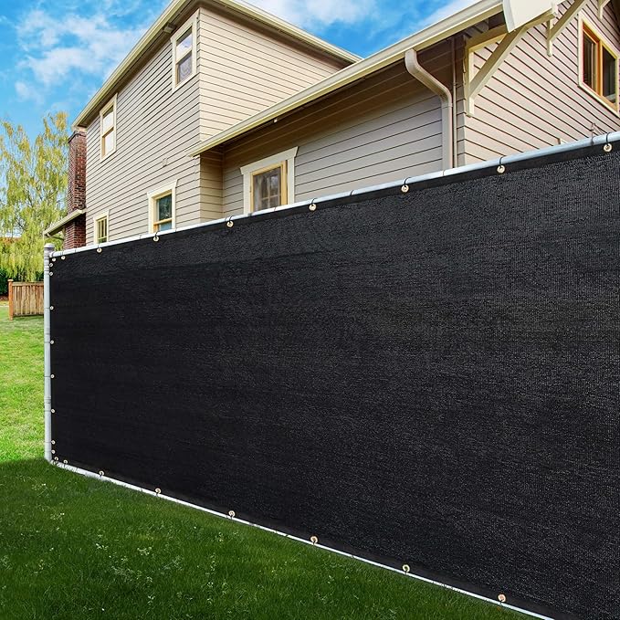 ShadeMart 4' x 101' Fence Privacy Screen Black Heavy Duty 170 GSM Fencing Mesh Shade Net with Grommets & Zip Ties, 90% Blockage Fence Screen for Balcony Yard Outdoor Garden Pool (We Customize Size)