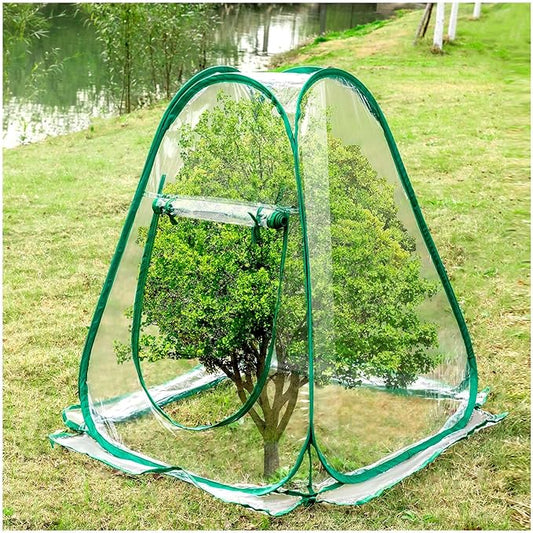 Pop Up Greenhouse Cover Transparent PVC Mini Greenhouse Outdoor with 4 Fixed Nails, Clear Portable Backyard Gardening Sunshine Tent for Cold Frost Protector Gardening Plants