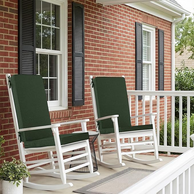 Outdoor Chair Cushions 20x20, Water-Resistant & Fade-Resistant, Patio Furniture Lawn Dining Chair Seat Replacement with High Back, Ties Zipper, Removable Cover, Set of 4, Olive Green
