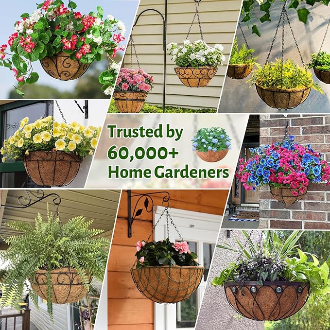 Halatool 6 Pack 8 Inch Coconut Liners for Planters 100% Natural Coco Coir Fiber Hanging Basket Liners Round Coco Liner for Flowers Vegetables Balcony Garden Patio Porch Home Decor