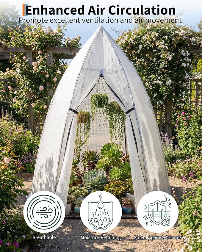 54"X54"X71" Mini Hexagonal Greenhouse for Outdoors, Portable Garden Greenhouse with PE Cover, Roll-Up Zipper Door & Mesh Window, Small Greenhouse for Vegetables, Flowers, Herbs