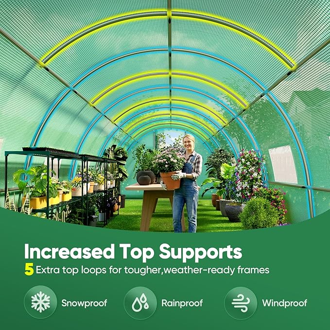 Quictent 25x10x6.6 FT Premium Greenhouse for Outdoors with 2 Door Frames, Reinforced Top Structure & Cover, Large Heavy Duty Walk-in Tunnel Hoop Green House for Garden Backyard Flower Winter, Green