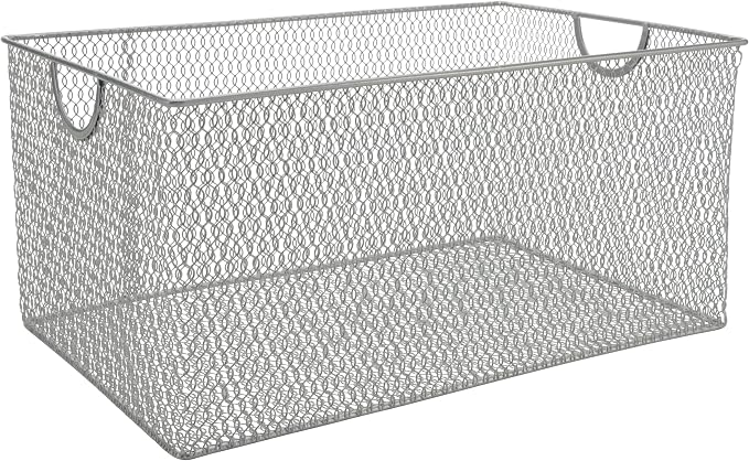 YBM HOME Kitchen Pantry Organizer Wire Basket for Shelves, Cabinets, Pantry, Countertop, Mesh Open Storage Bin Metal Basket for Organizing Food Supplies, 14.5x9.25x7