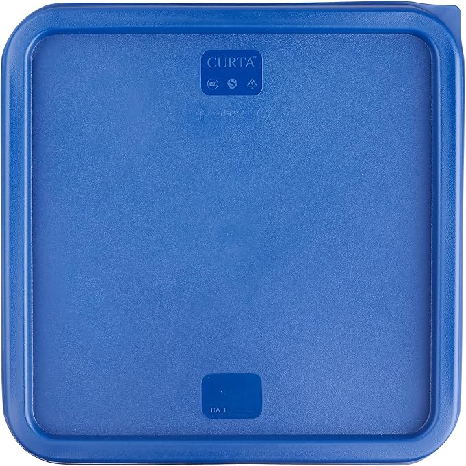 CURTA 4 Pack Food Storage Containers with Blue Lids - NSF Listed Commercial Grade in 22.0 Qt - Square, Clear, Polycarbonate