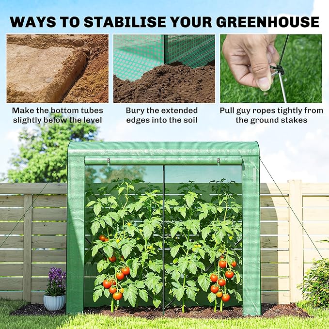 Outsunny Mini Greenhouse, Portable Greenhouse with Roll-Up Door and 2 Mesh Windows, Small Green House with PE Cover for Garden Patio Lawn, 78.7" x 29.5" x 74", Green