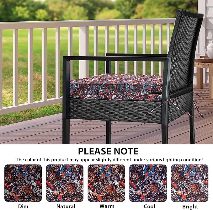 IPYNBAP Outdoor Chair Cushions Set of 4,Waterproof Outdoor Seat Cushions for Patio Furniture,Patio Chair Cushion with Handle and Ties, Out Door Chair Pads,17" x 16" x 2", Artistic Floral