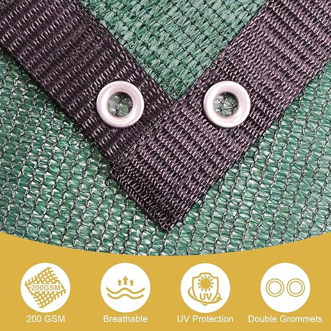 Shade&Beyond 90% Sun Shade Cloth with Grommets, 6' X 12' Pergola Shade Cover Canopy, Mesh Tarp Sun Screens for Patio, Outdoor, Garden, Backyard, Green