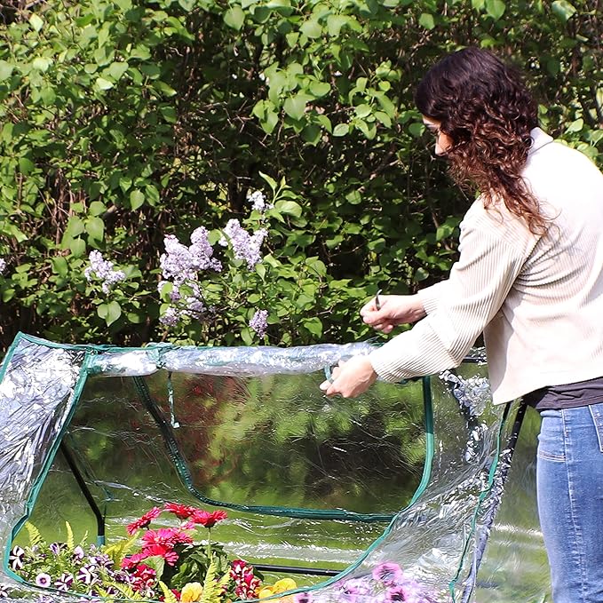 Sunnydaze Outdoor Portable Mini Greenhouse Tent with 2 Zippered Side Doors and Iron Tube Frame - Clear - 4' x 3'