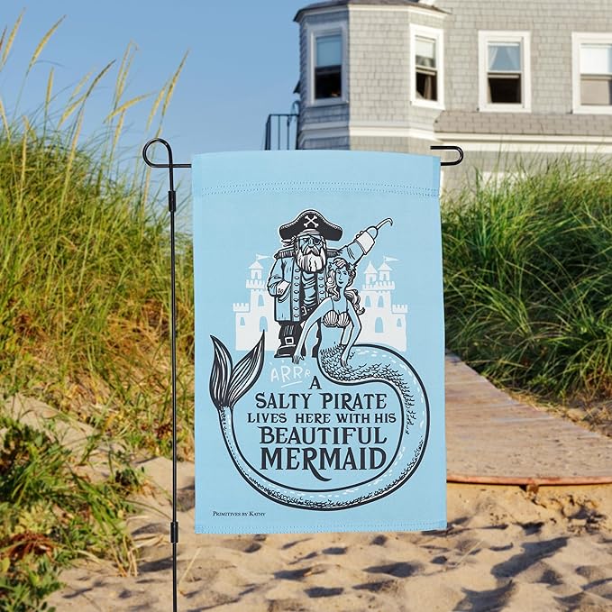 Primitives by Kathy Decorative Double-Sided Garden Flag - Salty Pirate Beautiful Mermaid