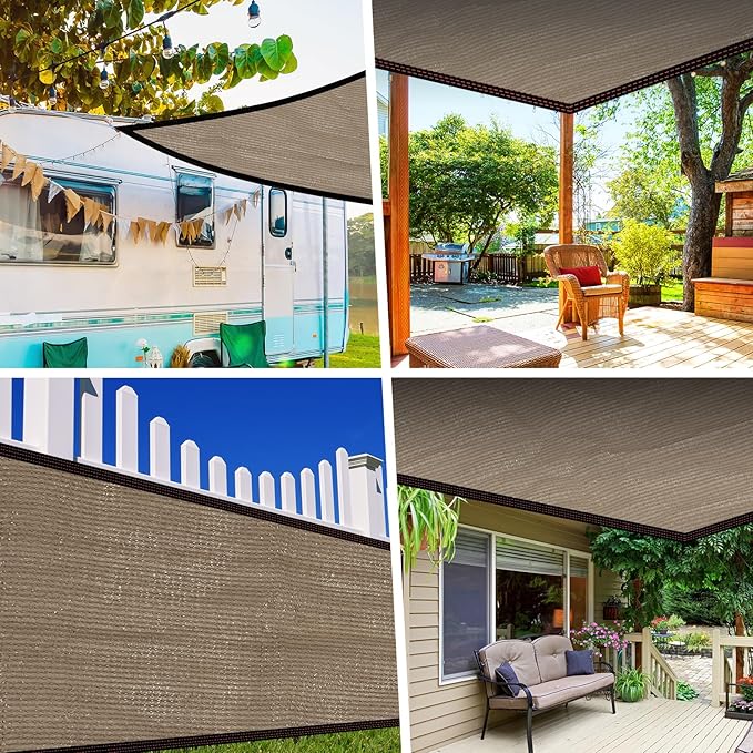 Fanfanwin 95% Pergola Shade Cover with Grommets, 10' x 14' Outdoor Sun Shade Cloth Universal Pergola Replacement Canopy Privacy Screen for Patio Garden Gazebo Deck Porch Backyard(Mocha)