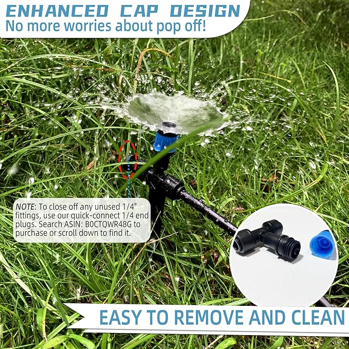 40PCS Push-to-Connect Drip Irrigation Emitters for 1/4 inch Irrigation Tubing, Two-Way Connection Adjustable Vortex Drip Emitters with Stake, Irrigation Dripper Sprinklers for Drip Irrigation System