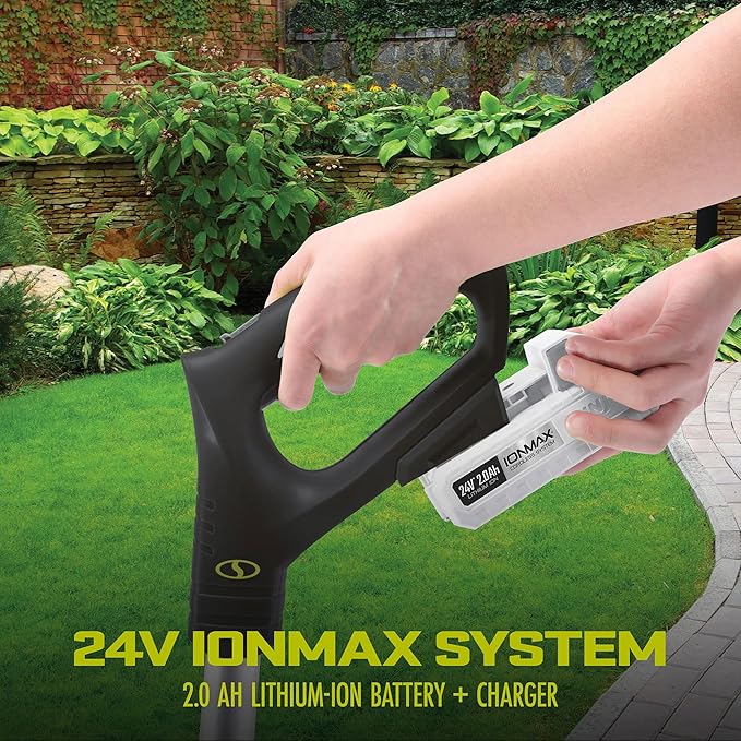 Sun Joe 24V-TLR-LTE-A 24V Cordless IONMAX Garden Tiller and Cultivator, 150W Motor, Dual 6-Inch Steel Tilling Tines, Charger and Battery Included