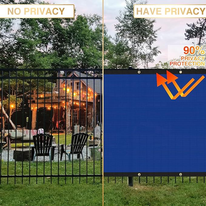 Privacy Fence Screen 5' x 176 Fencing Cover Heavy Duty Mesh Windscreen Cloth for Outdoor Garden Patio Backyard Chain Link Fence Blue