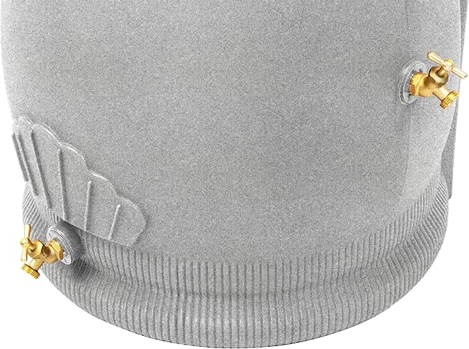Good Ideas Rain Saver 50 Gallon Urn Shaped Water Storage Barrel with Planter and 2 Metal Spigots, Light Granite
