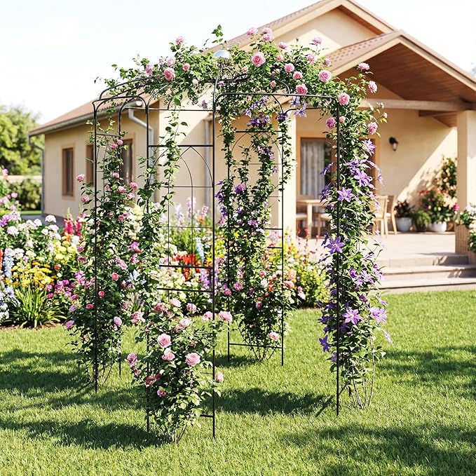 Giantex Birdcage Shape Gazebo - 9.3' H x 6.5' W Metal Arch Trellis for Climbing Plants Clematis Vines, French Style Pergola Pavilion Garden Arbor for Weddings Photoshoots Ceremony Party Outdoor Decor