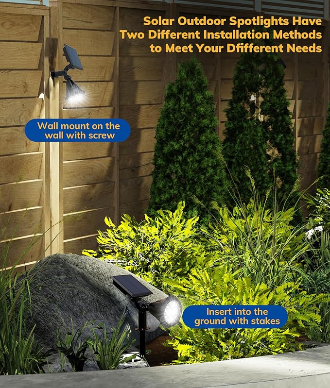NBKLS Solar Spot Lights for Outside, 21 LED Outdoor Solar Lights for Yard, 6 Pack Solar Spotlights Waterproof Auto On/Off for Landscape, Wall, Garden, Pool, Tree, Pathway and Driveway(White)