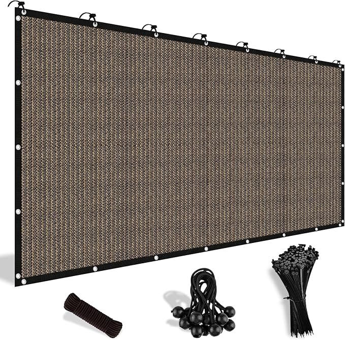 Shade&Beyond 90% Sun Shade Cloth with Grommets, 3' X 8' Pergola Shade Cover Canopy, Mesh Tarp Sun Screens for Patio, Outdoor, Garden, Backyard, Mocha