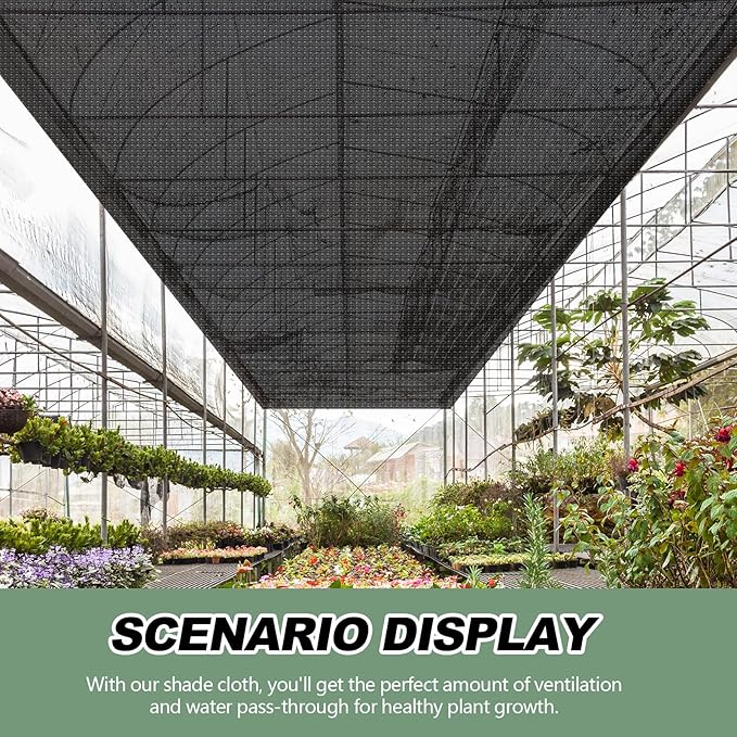 6 x 50 ft Black Shade Cloth Roll for Covering Garden 90% Mesh UV Resistant Net with Ties for Patio Outdoor Greenhouse Fence Flower Plant Cover Canopy