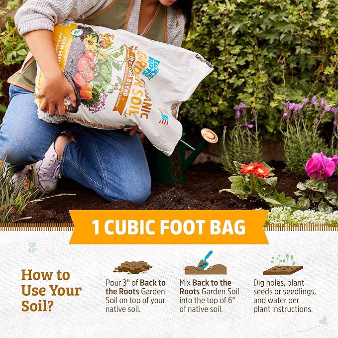 Back to The Roots 25.7qt (1 Cubic ft) Organic Premium Blend Garden Soil