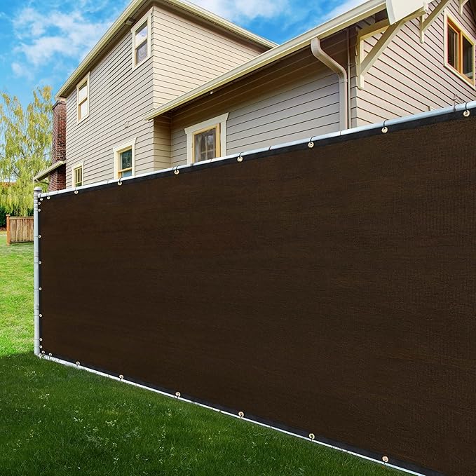 ShadeMart 4' x 192' Fence Privacy Screen Brown Heavy Duty 170 GSM Fencing Mesh Shade Net with Grommets & Zip Ties, 90% Blockage Fence Screen for Balcony Yard Outdoor Garden Pool (We Customize Size)