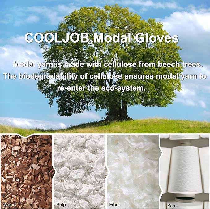 COOLJOB 2 Pairs Modal Toddler Work Gloves Ages 9-12, Rubber Coated Kids Gardening Gloves for Children, Ultra Soft Skin-friendly (Little Monster Series, Large L)