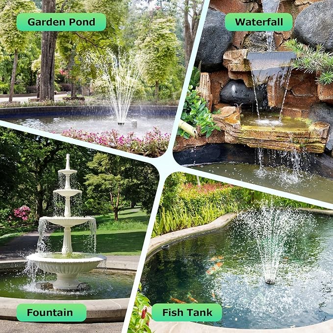 POPOSOAP Solar Fountain Pump, 20W Solar Powered Water Pump 320GPH Flow Adjustable, Solar Pond Pump with 4 Spray Patterns for Garden, Ponds, Fish Tank, Waterfall