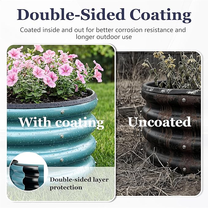2 x 2 x 1 ft Round Raised Garden Bed, Black 3 Pack 0.6 mm Thick Galvanized Steel Planter Box with Double Layer Paint and Safety Edge Trim for Vegetables Flowers Herbs Outdoor Garden