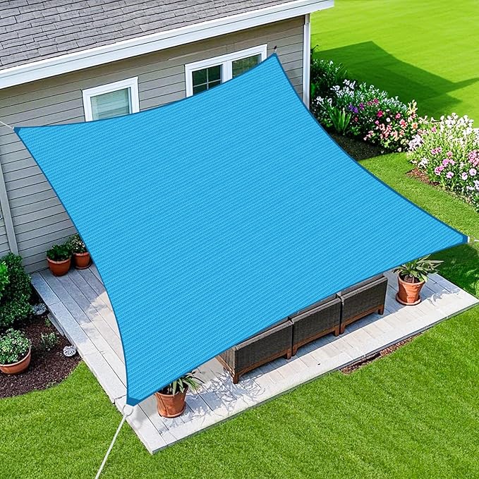 Amagenix Sun Shade Sail 4'X16' Curved Edge Outdoor Shade Canopy Turquoise Mixed Breathable 95% UV Block Shade Cloth for Patio Garden Backyard (We Make Custom Size)
