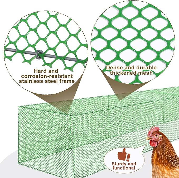 Chicken Tunnel for Outside, 10FT 3 in 1 Metal Chicken Coop and Runs, Foldable Pull-Form Design Chicken Tunnels Runs, Poultry Pen Enclosure for Backyard Farm Yard