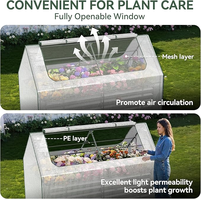 Lineware Raised Garden Bed with Self-Watering System, 6x3x2 ft Elevated Planter Boxes Outdoor with PE Cover, Galvanized Raised Beds for Gardening,Vegetables,Flowers, Backyard, Patio