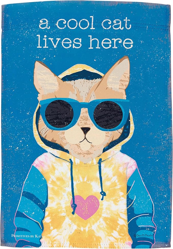 Primitives by Kathy Decorative Double-Sided Garden Flag - A Cool Cat Lives Here