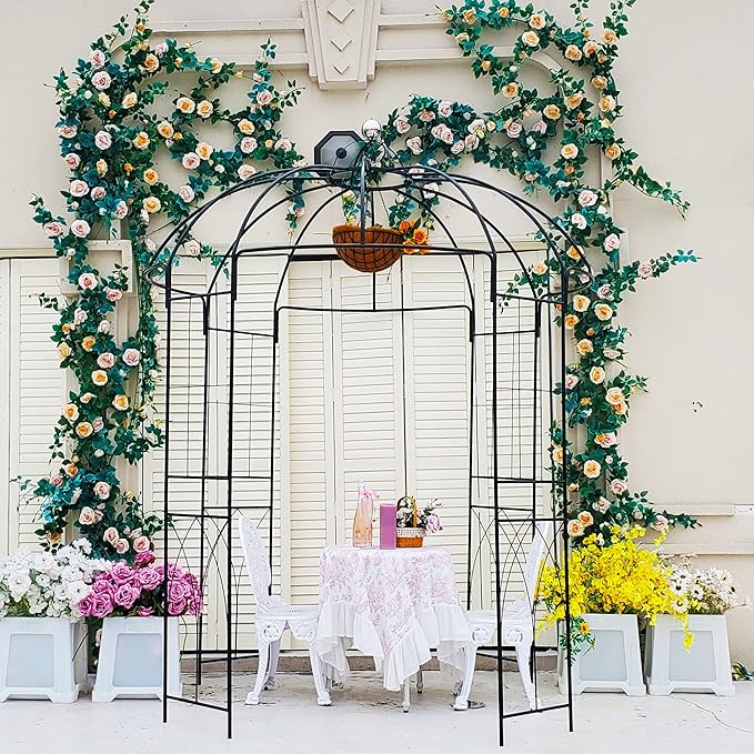 Garden Arches Arbors Birdcage Shape,9' High x 6.8' Wide,Metal Pergola Pavilion Gazebo Enduring Iron Trellis Plants Support Use for Outdoor Garden Arbor Climbing Plants Wedding Arches Ceremony